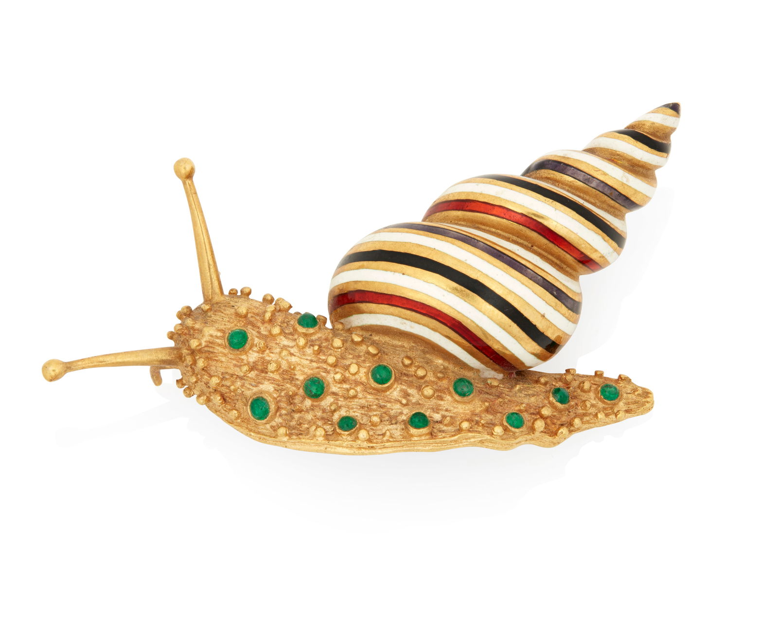 An 18K Gold and Enamel Snail Brooch