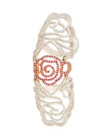 An 18K Bi-Color Gold, Ruby and Diamond Ring