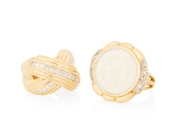 Two 14K Gold and Diamond Rings
