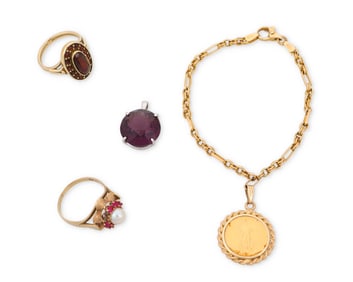 A Group of Gold and Gem-Set Jewelry
