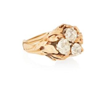 A 14K Gold and Diamond Ring