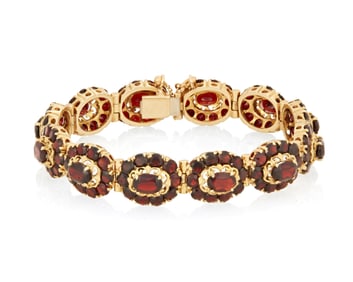A 14K Gold and Garnet Bracelet