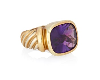 David Yurman: A Silver, 14K Gold and Amethyst Ring