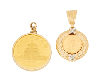 Two Gold Coin Pendants