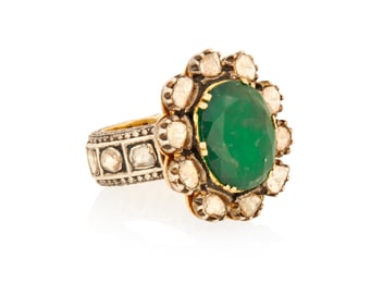 A Mughal Style Gold and Diamond Ring