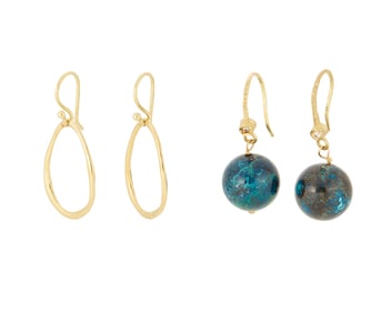 A Group of Three Pairs of 18K Gold Earrings