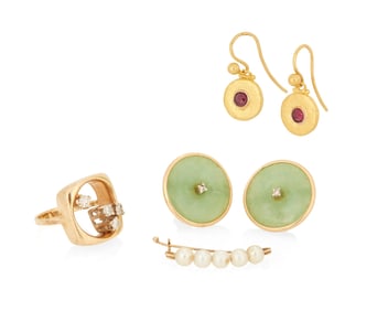 A Group of Gold and Gem-Set Jewelry