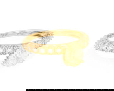 An 18K Gold, Yellow Sapphire and Diamond Ring: An 18K Gold, Yellow Sapphire and Diamond RingCentering an oval yellow sapphire weighing approximately 0.98 carat accented by round diamondsSize: 6 1/23.6 grams gross