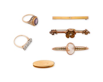 A Group of Gold, Gem-Set and Diamond Jewelry
