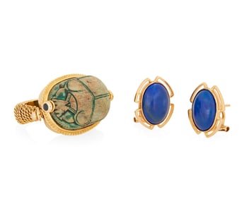 A Group of 14K Gold and Hardstone Jewelry