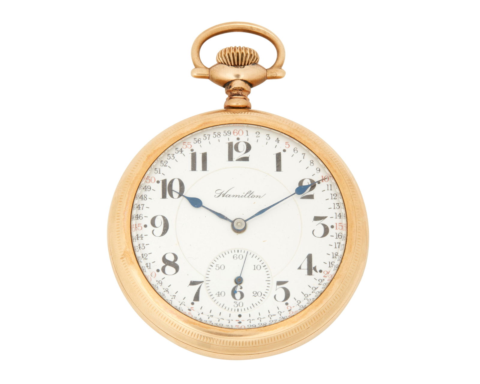 Hamilton: A Gold-Filled Pocket watch: Hamilton: A Gold-Filled Pocket watchDial: Arabic hour markers and a subsidiary dialModel: 1021321, 23 jewel 25500Case number:†5325500Size: 18s