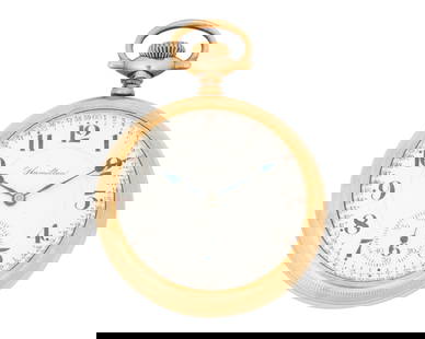 Hamilton: A Gold Pocket watch: Hamilton: A Gold Pocket watchDial: Arabic hour markers and a subsidiary dialModel: 1021321, 23 jewel 25500Case number:†5325500Size: 18s