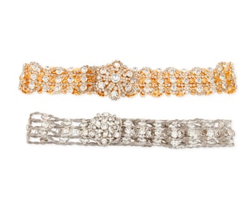 Two Vintage Rhinestone Belts Including Kenneth Jay Lane