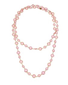CHANEL: A Gold Tone and Baby Pink Glass Necklace, 1981