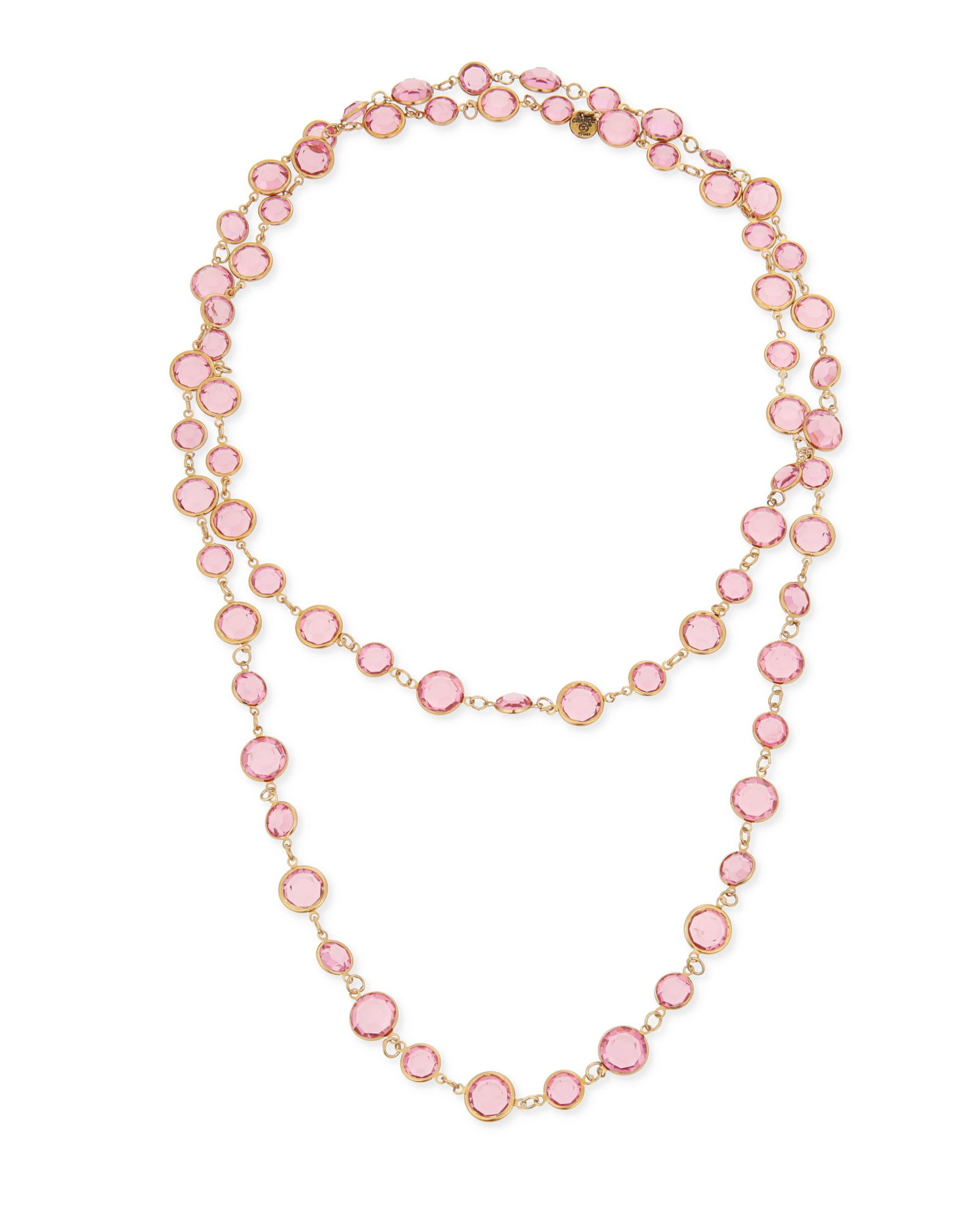 CHANEL: A Gold Tone and Baby Pink Glass Necklace, 1981 (1 of 1)