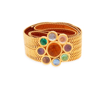 CHANEL: A Vintage P‚te-de-verre Gold-tone Mesh Belt, 1996 Automne