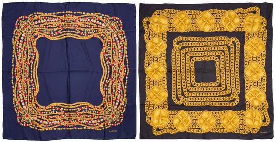 CHANEL: Two Vintage Silk Scarves