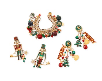 A Group of "Lunch at the Ritz" Holiday-themed Costume Jewelry