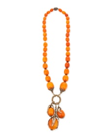 A Silver and Amber Necklace