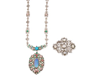 Two Silver and Opal Jewelry Items