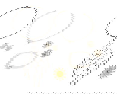 A Group of Sterling Silver Modernist-style Jewelry: A Group of Sterling Silver Modernist-style JewelryComprising a Betty Cooke sterling silver torque collar necklace, a silver wire collar necklace with interlocking wire pendant, as well as a Hayner ste