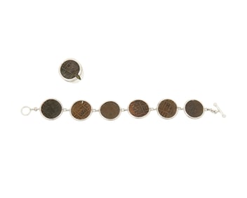 A Set of Sterling Silver and Ancient Coin-style Jewelry