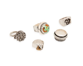A Group of Sterling Silver Rings