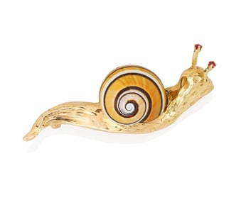 A 14K Gold Snail Brooch