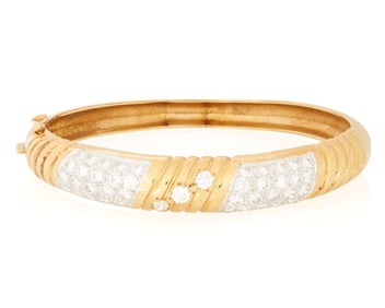 A 14K Gold and Diamond Bangle