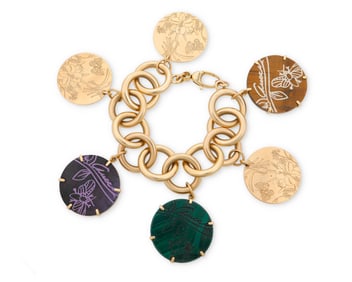 Gucci: An 18K Gold and Hardstone Charm Bracelet