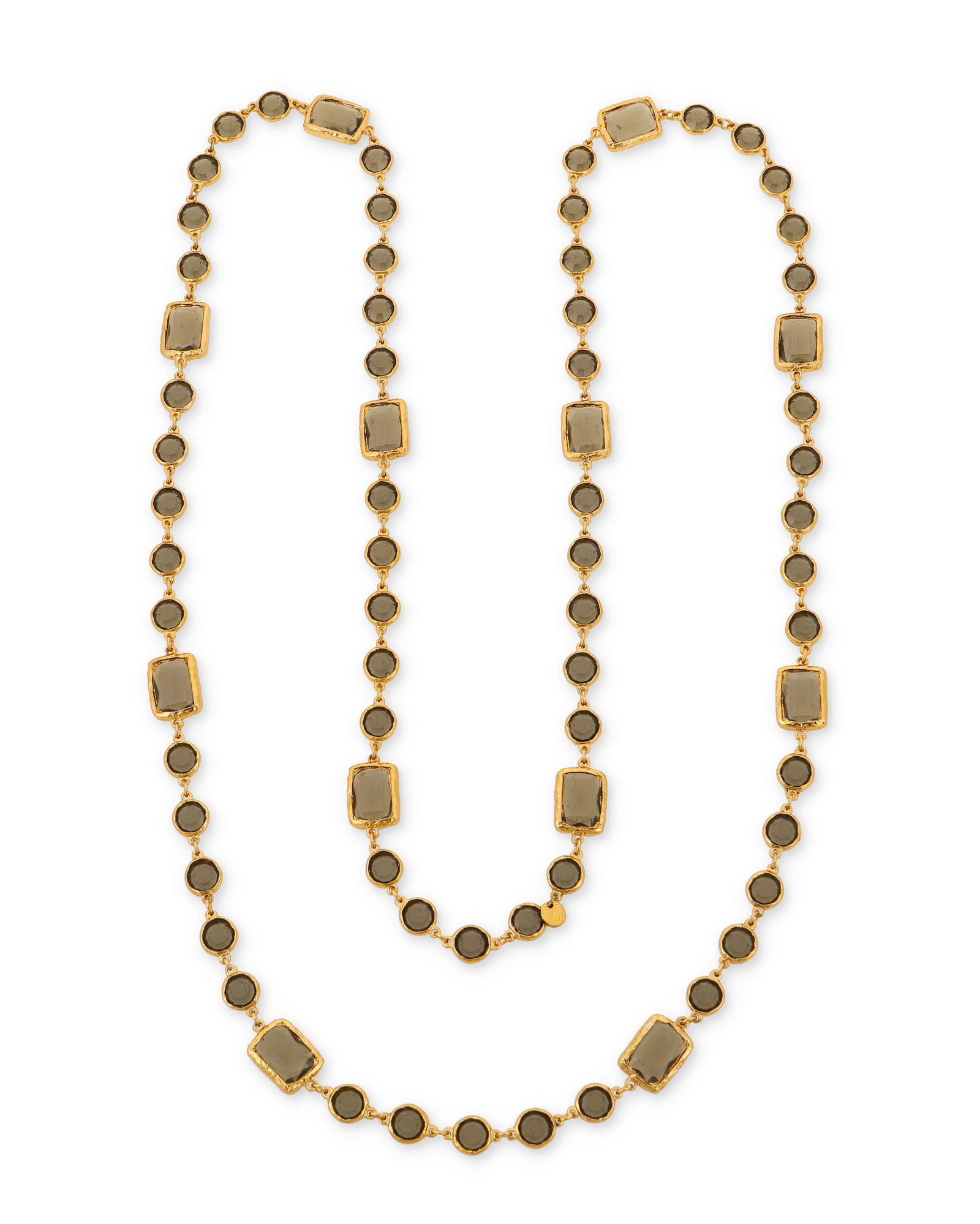 CHANEL: A Gold Tone and Gray Glass 'Chicklet' Necklace, 1981 (1 of 3)