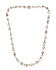 A White Gold, Colored Diamond and Diamond Necklace