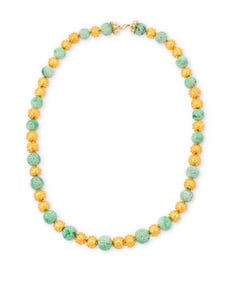 A Gold and Jade Necklace