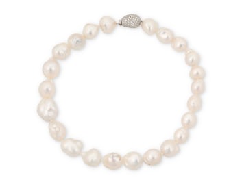 Angela Cummings: A Platinum, Cultured Pearl and Diamond Necklace