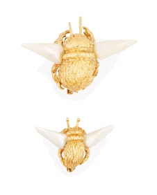 Ruser and Van Cleef & Arpels: Two 14K Gold and Freshwater Pearl Brooches