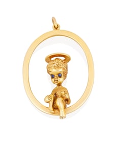 Ruser: A 14K Gold and Sapphire Pendant
