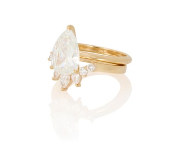 A 14K Gold and Diamond Ring Set