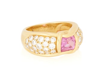 Chaumet: An 18K Gold, Pink Sapphire and Diamond Ring
