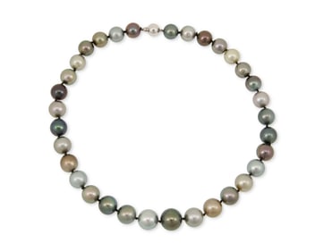 A 14K White Gold and Tahitian Cultured Pearl Necklace
