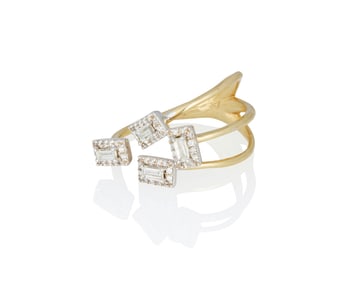 A 14K Bi-Color Gold and Diamond Ring