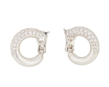 Van Cleef & Arpels: A Pair of 18K White Gold and Diamond Earrings