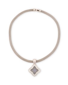 David Yurman: A 14K White Gold, Chalcedony and Diamond Necklace