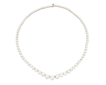 A Platinum and Diamond Riviere Necklace