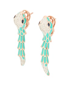 Alexis NY: A Pair of Enamel, Sapphire and Diamond Earrings