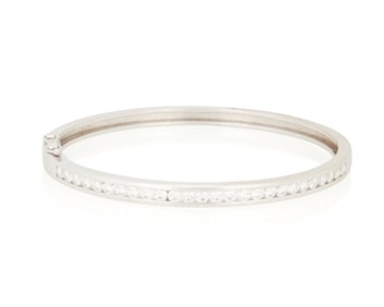 An 18K White Gold and Diamond Bangle