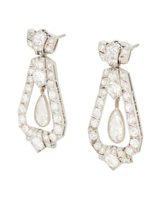 A Pair of Platinum and Diamond Earrings