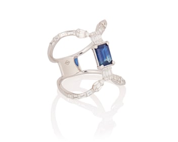 An 18K White Gold, Sapphire and Diamond Ring