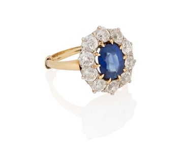 Attributed to J.E.Caldwell: A Platinum, 14K Gold, Sapphire and Diamond Ring