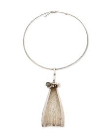 A sterling silver and tourmaline corn husk pendant necklace