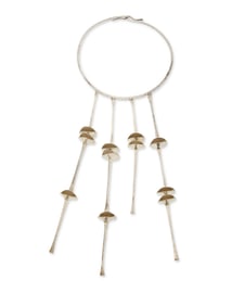 A sterling silver modernist-style floral chime necklace